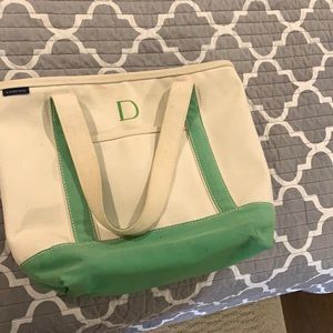Lands end initial bag “D” in mint green